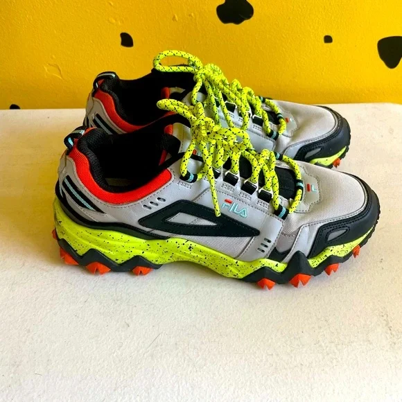 FILA MENS GRAY AND FLORESCENT GREEN ATHLETIC SHOES SIZE 8.5 FILA Landbuzzer Ombre Little & Big Kid Boys Running Shoes  main image 4